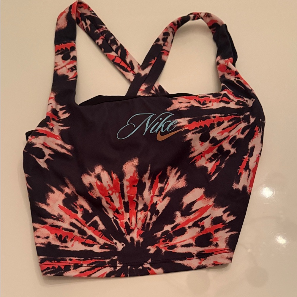 Nike Black and Red Tie-Dye Tank Top